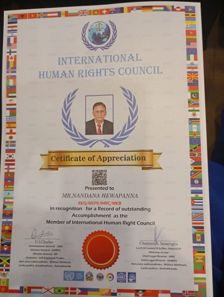 International Human Rights Membership Awarded to Director Nandana Hewapanna – A Proud Moment for Lakshan Films
